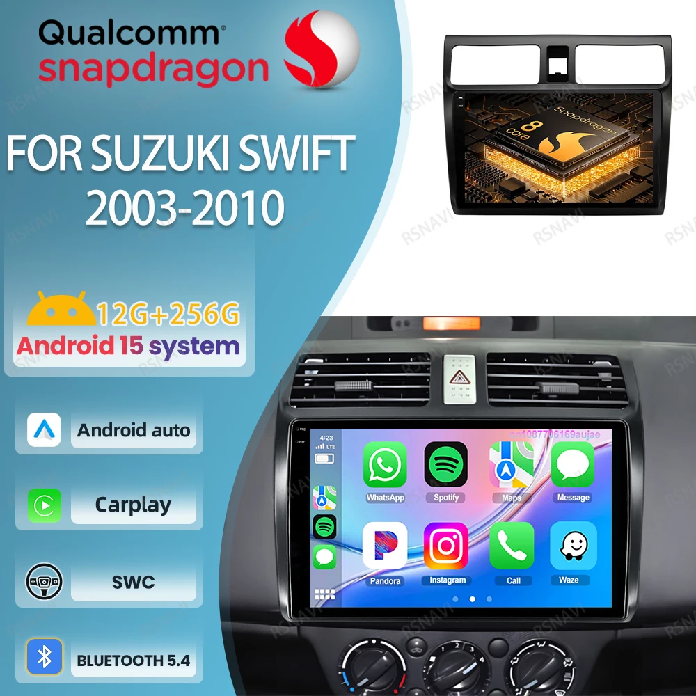 

Автомобильный радиоприемник Android 15, для Suzuki Swift 2003-2010 Qualcomm Viedo Player, беспроводной Carplay, авторадио, навигация, QLED, мультимедиа