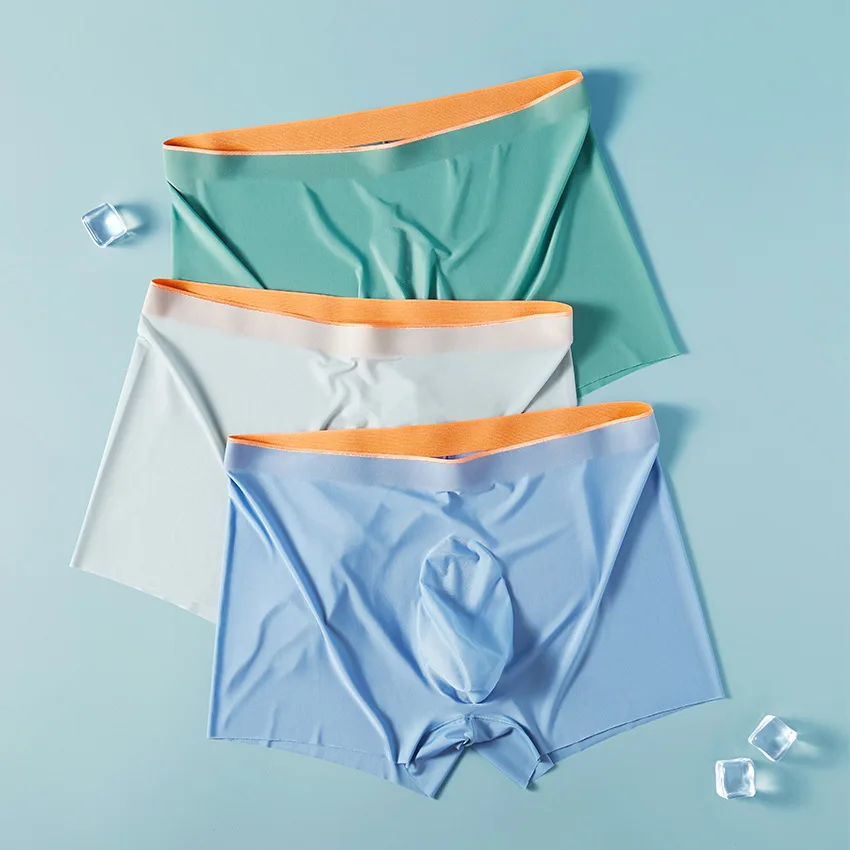 

Трусы-боксеры мужские из вискозы, бесшовное пикантное нижнее белье, ультратонкие дышащие трусы с U-образным мешочком, нижнее белье