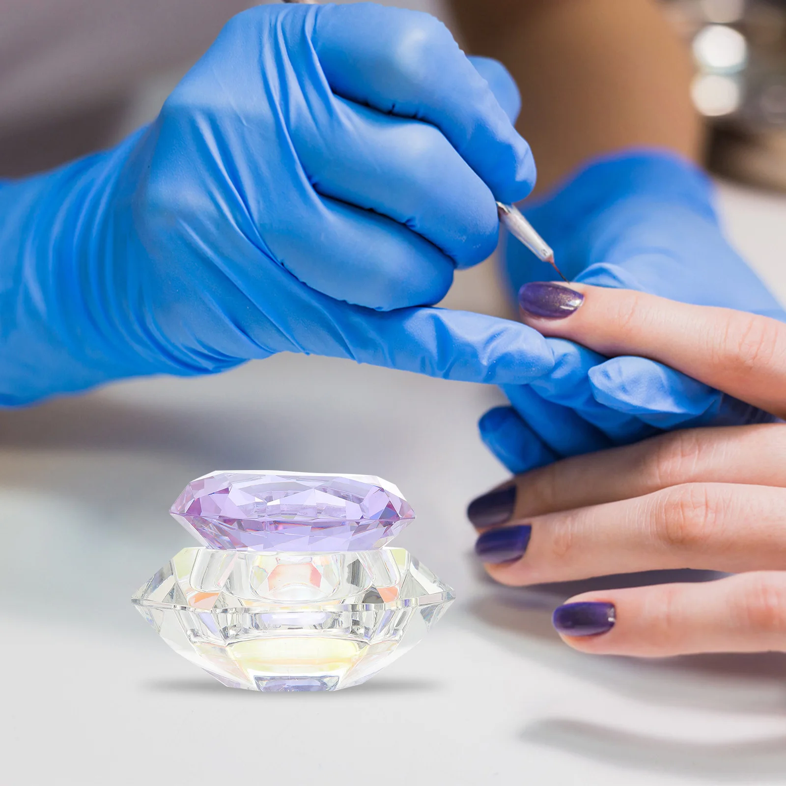 

Crystal Lotus Nail Art Cup Clear Glass Container For Acrylic Liquid Powder Manicure Bowl Refillable Salon Tool