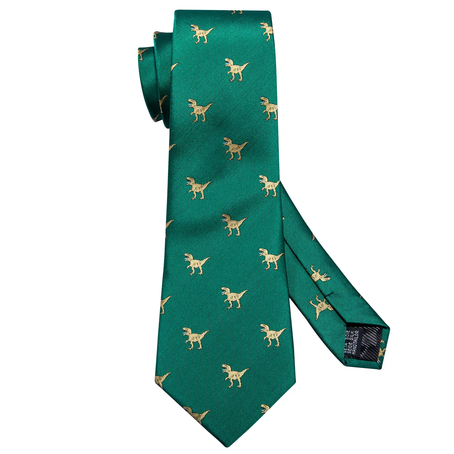 Barry.Wang Jacquard Animal Silk Mens Tie Hanky gemelli Set Dinosaur Chick Horse Dog Panda skull Necktie per la festa nuziale maschile