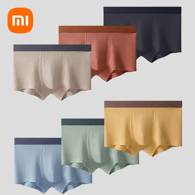 شاومي-سروال داخلي من القطن الخالص للرجال ، سروال داخلي مضاد للبكتيريا ، سلس ، قابل للتنفس ، U محدب ، أحادي اللون ، وسط متوسط ، L-3XL