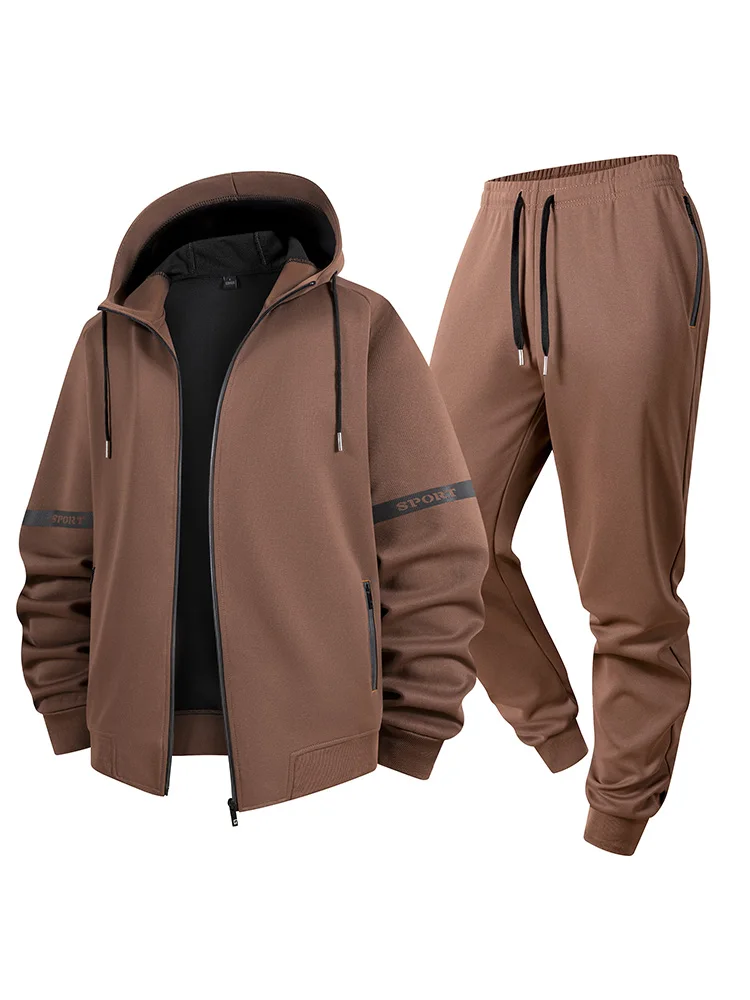 

Spring and Autumn Men's Casual Sports Set New Loose Hooded Cardigan, Sweatshirt, and Pants Two Piece Set