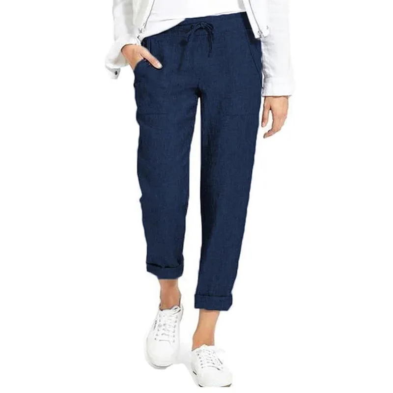 Spring Summer Solid Color Elastic Waist Pencil Pants Multiple Colour Lacing Trousers Simplicity Casual Fashion Women Clothing