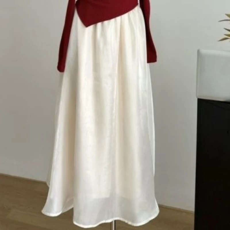 

Women's Autumn Spring Top Half Skirt Straight Shoulder Long Sleeve Bow Irregular Knitted Simple Comfortable Casual Versatile New