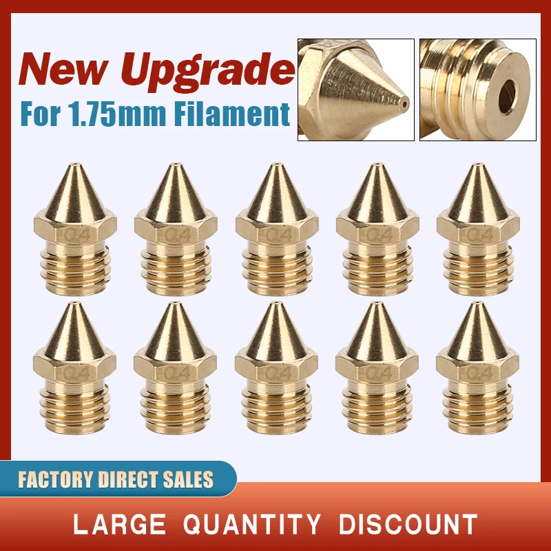 3D Printer Brass Copper Nozzle Size 0.4mm Extruder Print Head For 1.75MM Filament M7 Threaded MK8 Cr-10 Ender 3