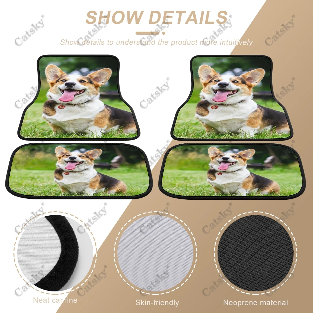 Welsh Corgi  animal Car Floor Mats Universal Interior Design Accessories Pattern All Weather Waterproof Floor Mats