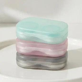 Contact lens case, portable, transparent, simple and integrated companion box, contact lens dual box, no need to unscrew the li