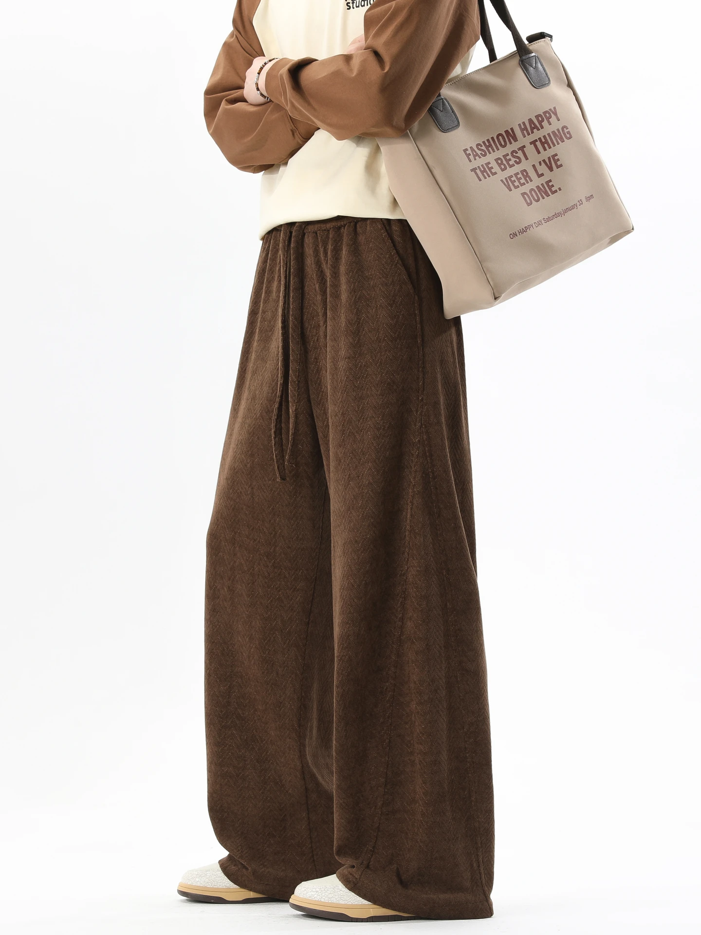 

Trendy American Deconstructed Patchwork Sports Casual Pants Men's Loose Wide Leg Versatile Floor-Length Streetwear