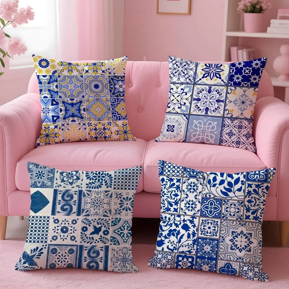 Bohemia Design Cushion Cover Plush Fabric Soft Double-Sided Printed Sofa Warm Winter Home Gift Pillow Case