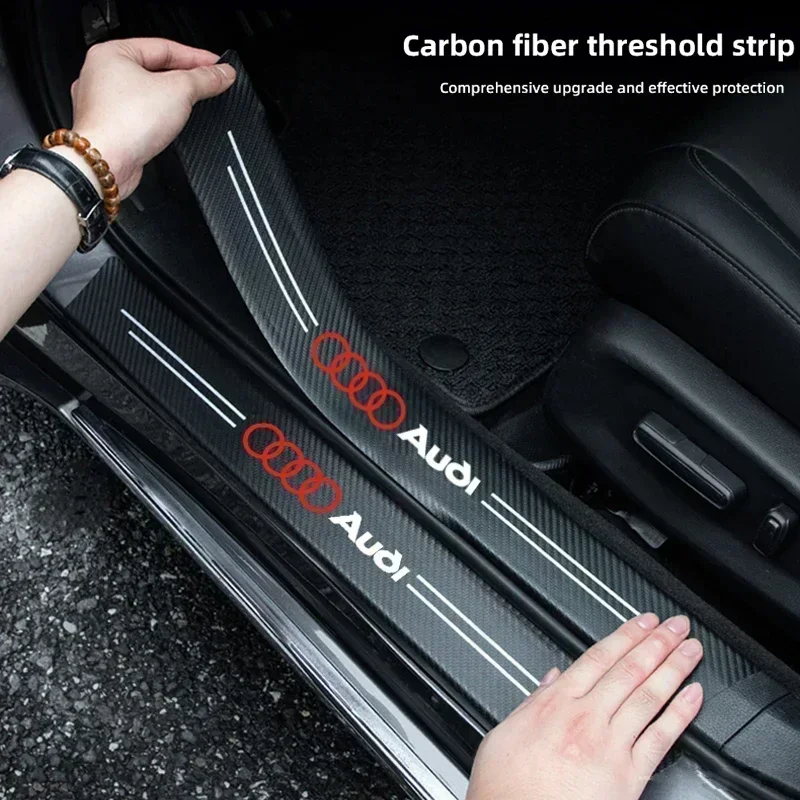 

4Pcs Car Door Sill Stickers Anti Scratch Protection Accessories For Audi Quattro A3 Q5 A1 TT Q3 A8 A4 A5 A6 Q6 S3 Q2 S1 Q4 Q7 A7