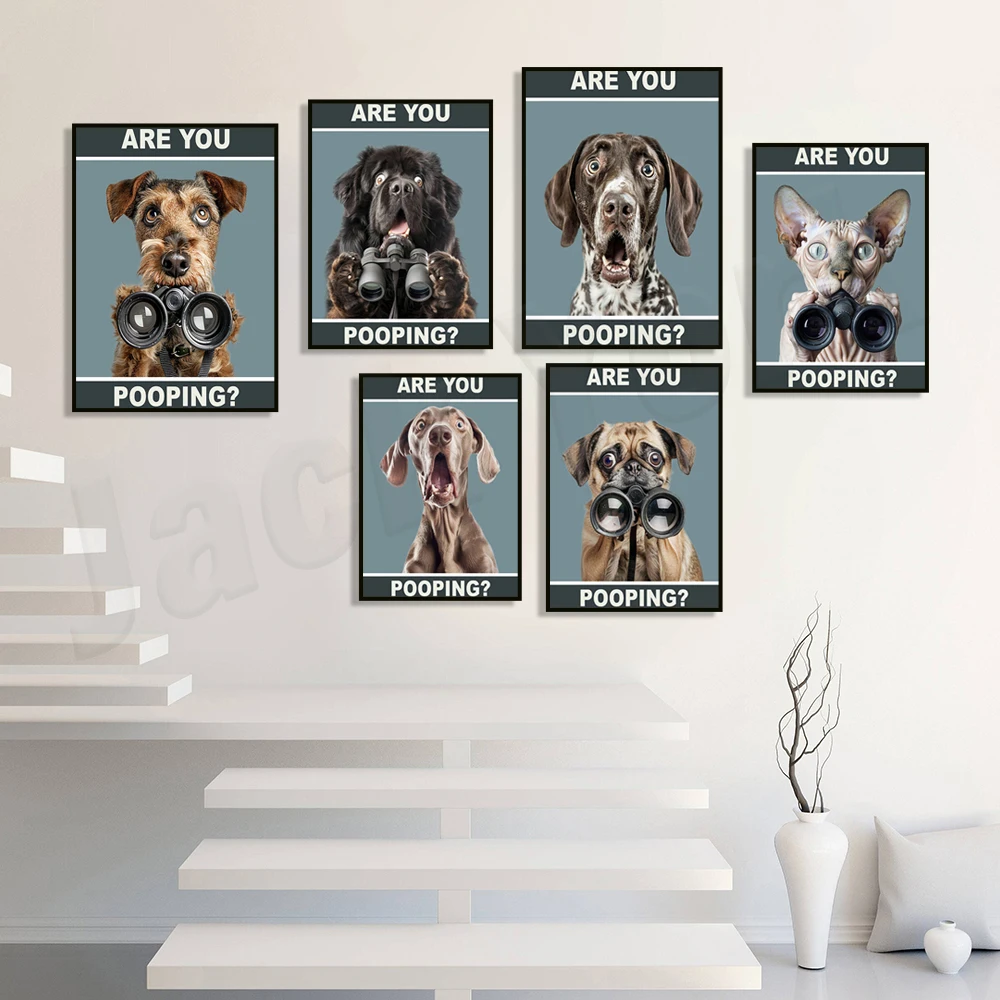 

Weimaraner, Irish Wolfhound, Sphynx cat, Rhodesian Ridgeback, Airedale Terrier, Are you pooping Animal poster toilet decoration