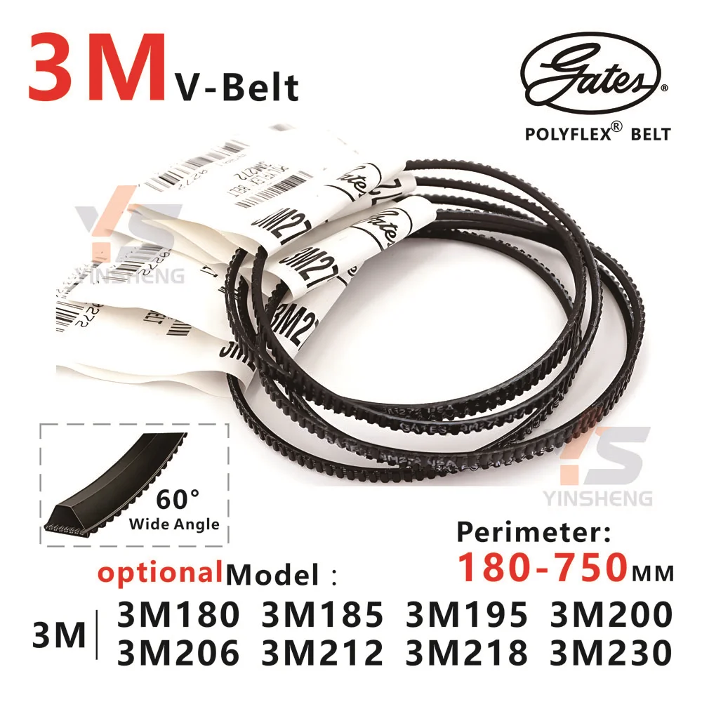 

3M Gates wide Angle Belt perimeter 180 - 300 MM 3M180 3M185 3M190 3M195 3M200 3M206 3M212 3M218 3M230 PU Driving lathe V-Belt