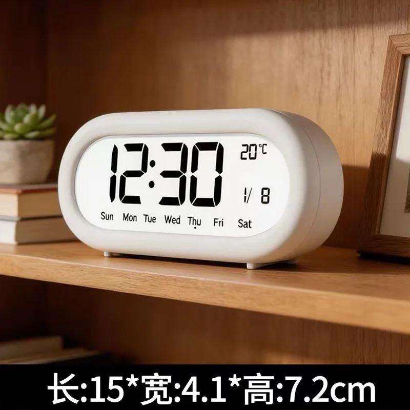 Ultra-clear and ultra-large screen, candy-colored curved elliptical electronic alarm clock, multi-functional desktop clock