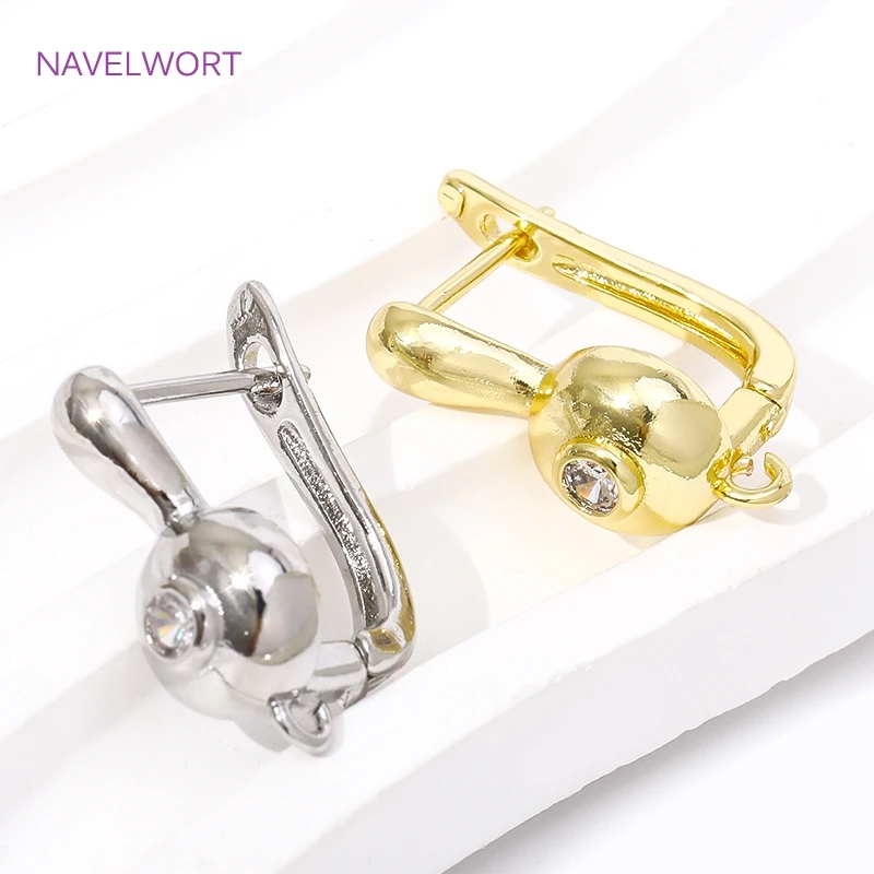 18K Gold Plated Ear Wire Fasteners Earring Hooks Brass Metal Earring Clasps Fittings For DIY Women Earrings Making Supplies