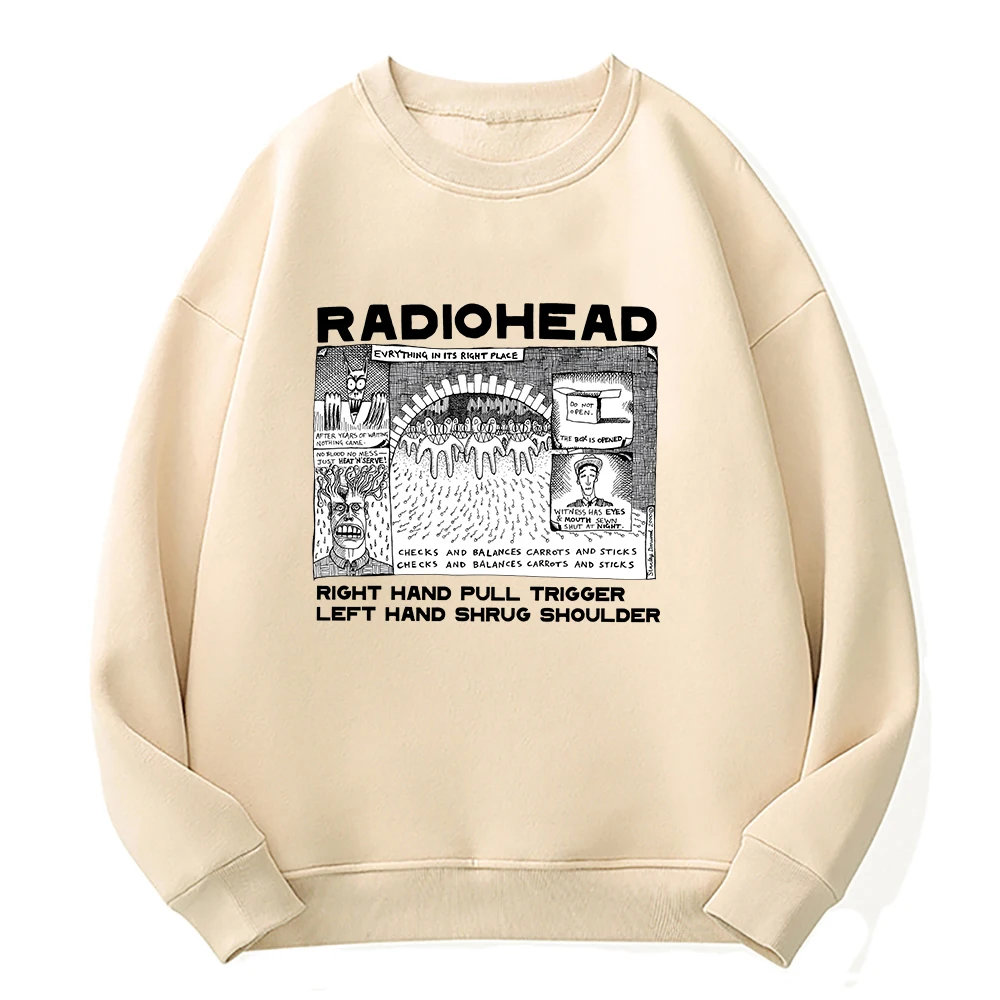 Radiohead Sweatshirt Rock Band Vintage Hip Hop Men/Women Hoodies Unisex Music Fans Print Long Sleeve Pullovers Graphic Clothes