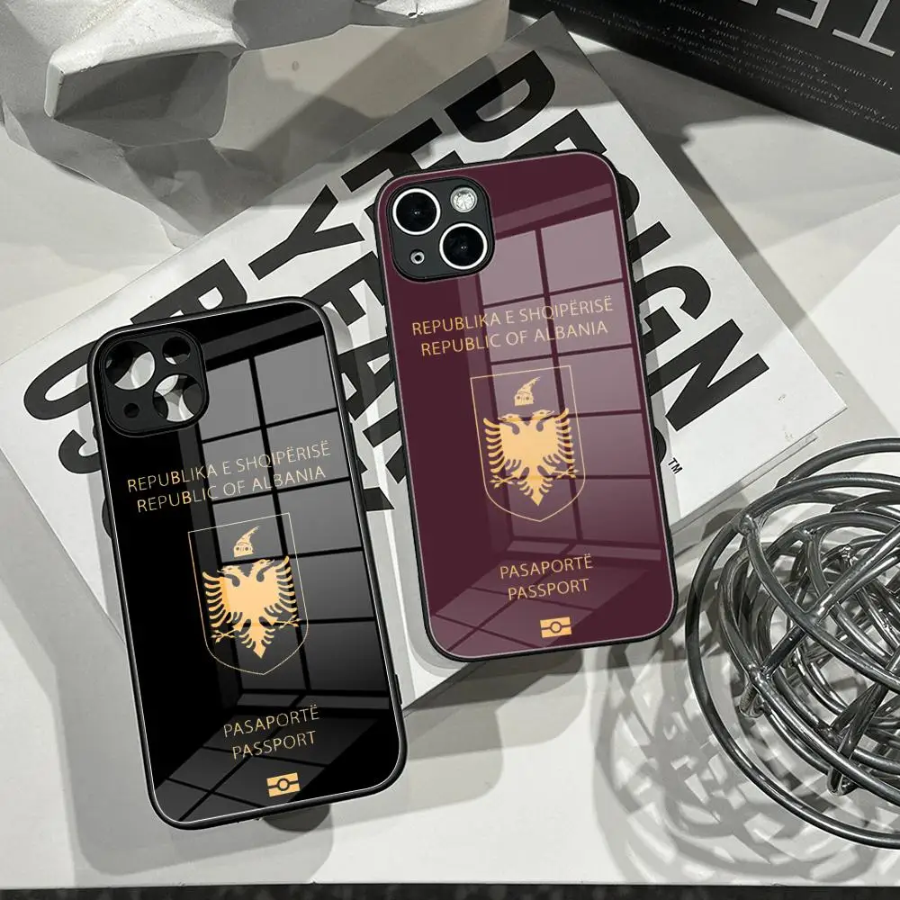 The Coat Of Arms Of The Republic Of Albania Glass Phone Case For IPhone 17 Air 16 16E 15 14 13 12 Pro Max X XR XS 7 8 Plus Cover