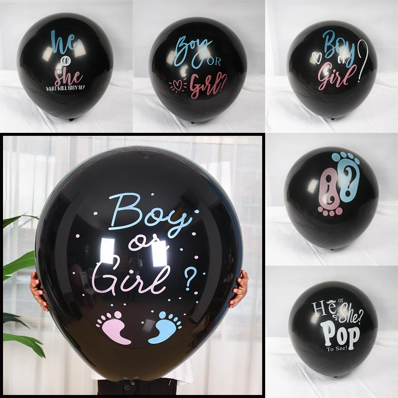 1PC 36-inch Baby Gender Revealing Balloon Thickened Latex Black Balloons Boy Or Girl Party Decoration Balloon