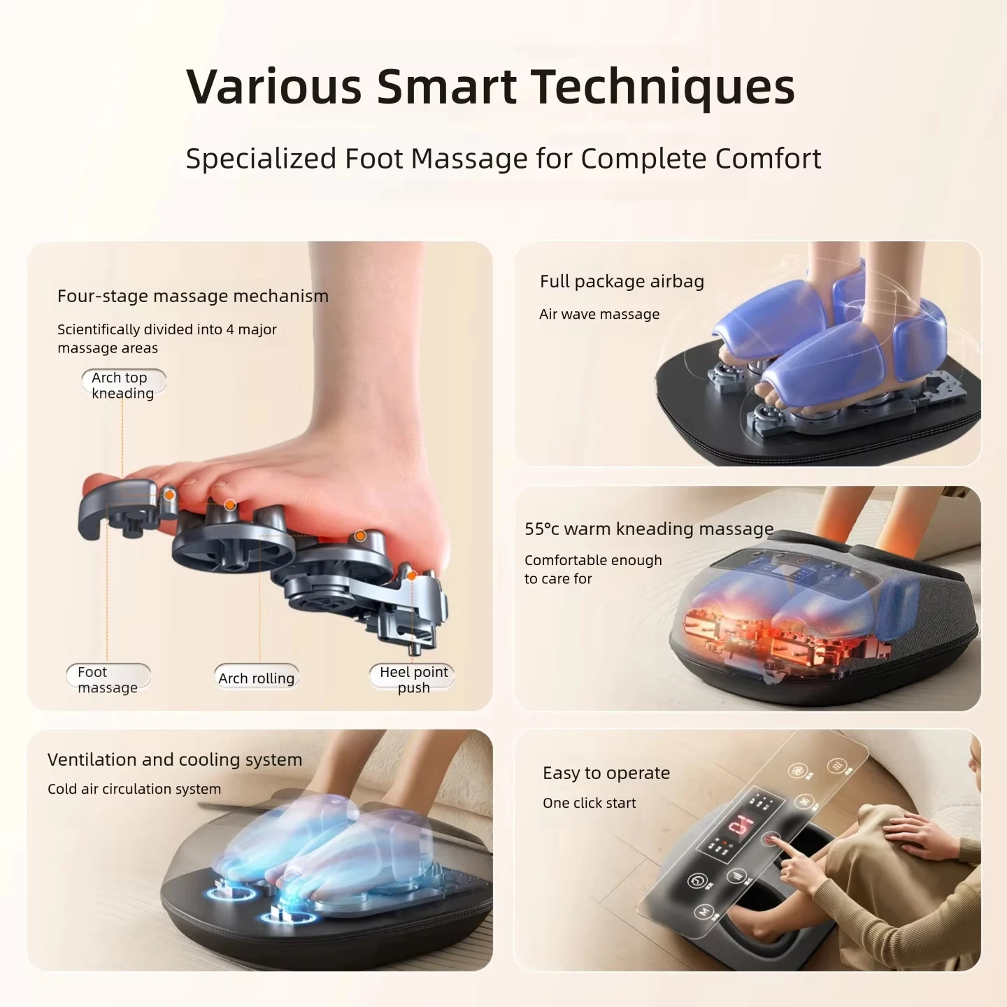 Electric Foot Massage Machine Deep Kneading with Compression for Muscle Relief Multi-Level Settings Home Use Foot Massager view 3