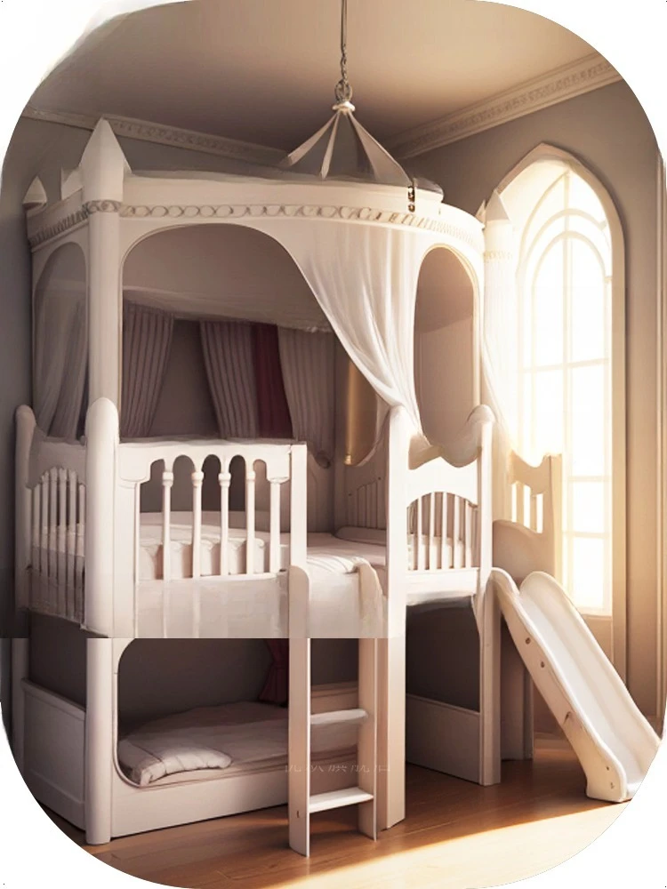 كريم الرياح الأطفال على وخارج السرير، الخشب الصلب سرير مرتفع ومنخفض الأميرة ب إد