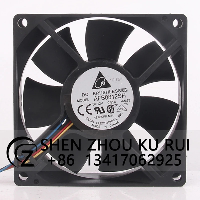 

AFB0812SH Case Fan for DELTA 80*80*25MM 12V 0.51A 8025 8cm 4-pin PWM Dual Ball Bearing High Airflow CPU Cooling Fan