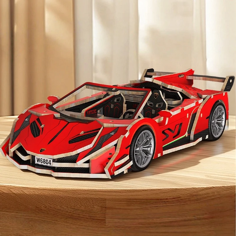 

Деревянный конструктор «Открытый кузов» (красный и серебристый), креативная модель автомобиля для декора рабочего стола, идеально подходит для подарков и коллекционирования.