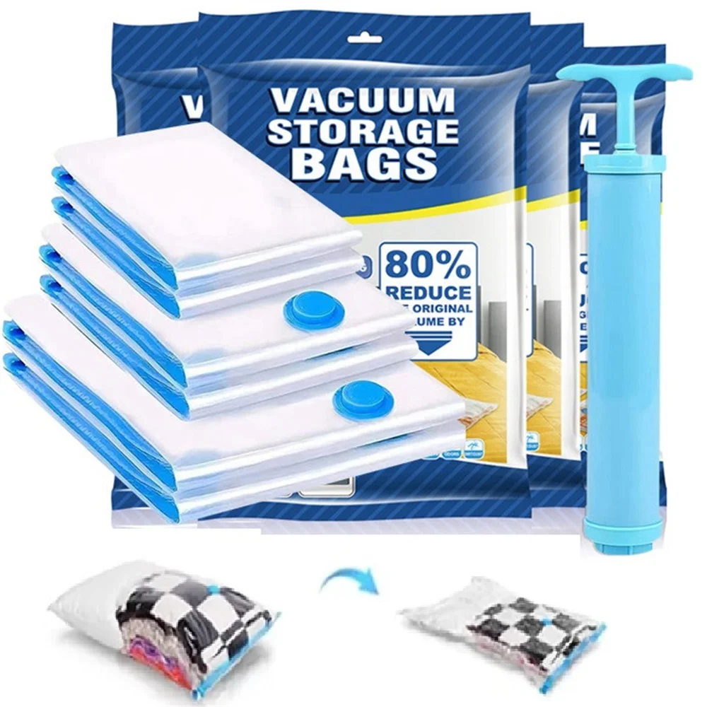 Vacuum Storage Bags,for Bedding,Pillows,Towel,Clothes Space Saver Travel Storage Bag,With Hand-electric-Pump,Vacuum Bag Package