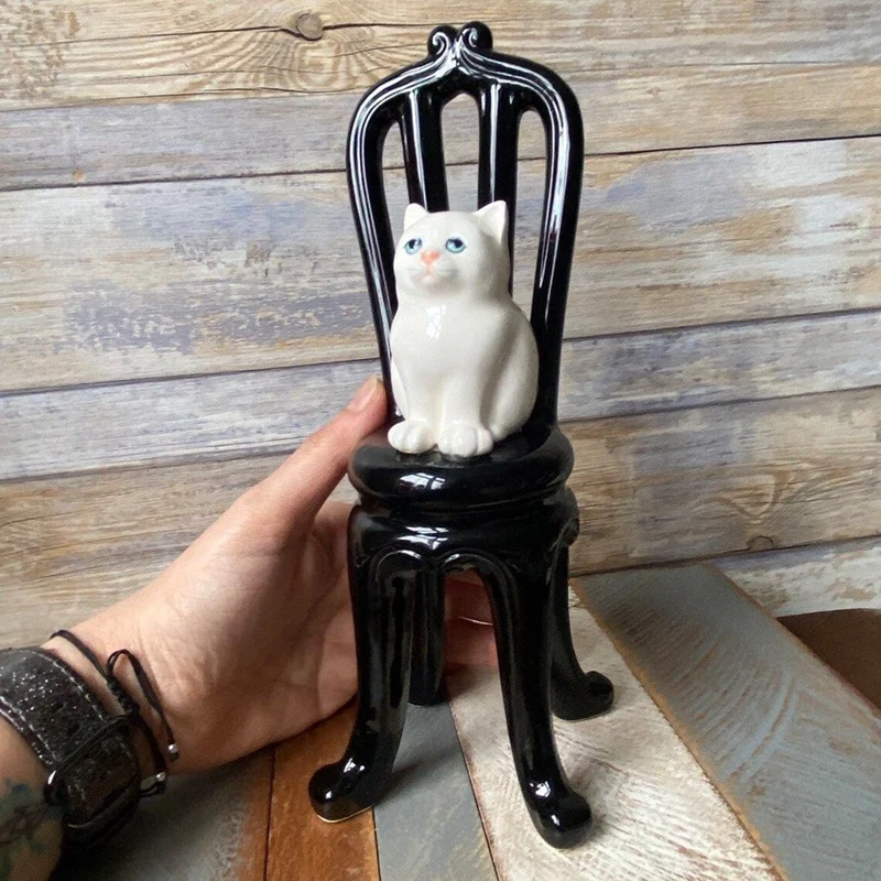 Katze und Stuhl Figur Vintage dekorative Ornamente Home Dekoration Desktop Ornamente exquisites Geschenk