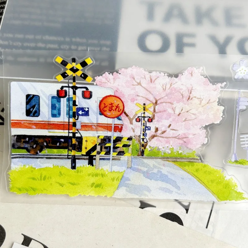 

Vintage Spring Flower Street Die Cut PET Washi Tapes Craft Supplies DIY Scrapbooking Card Making Decorative Plan Sticker