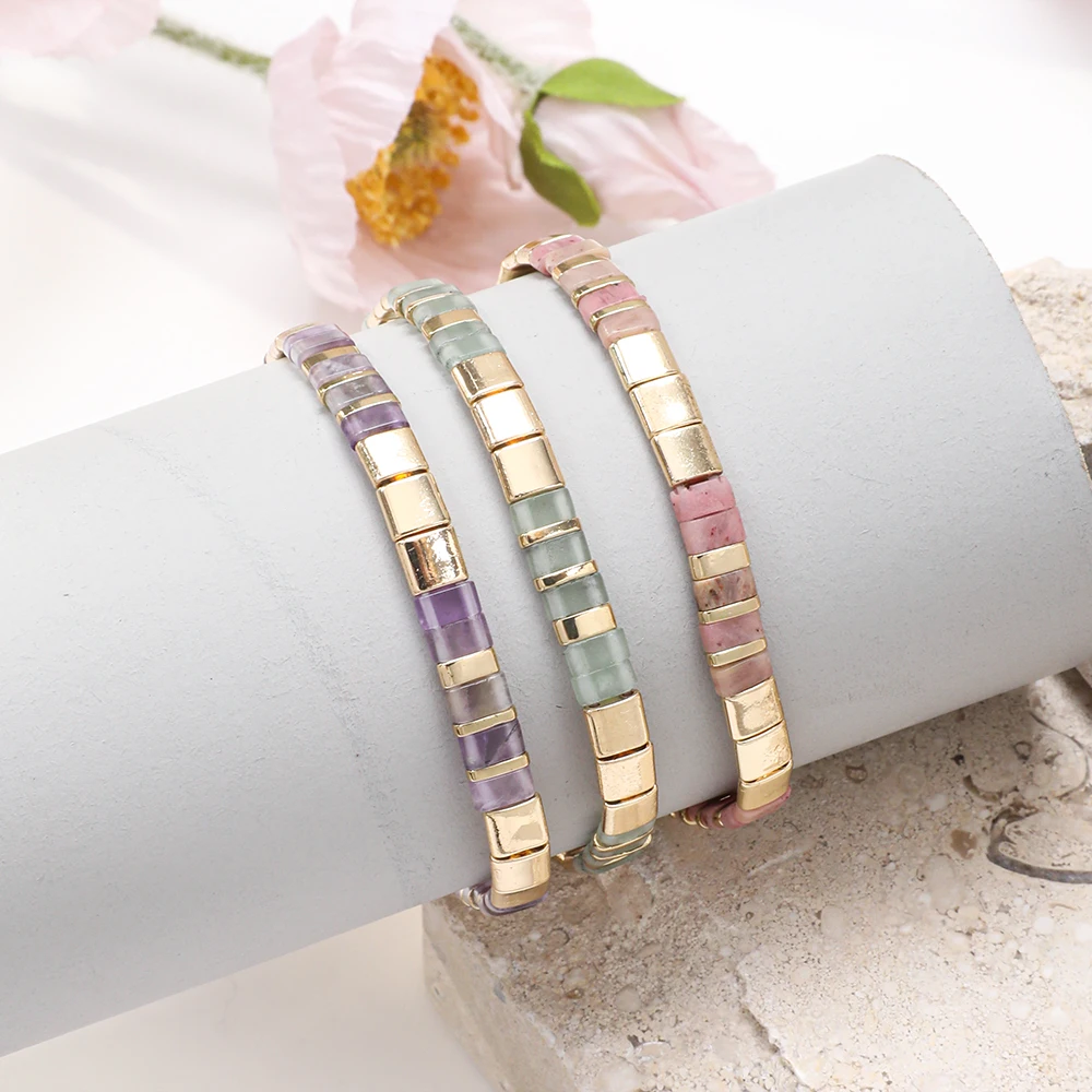 Handmade Beaded Bracelet For Women Fashion Jewelry Beads Bohemian Stretch Tila Beads Stone Summer Beach Jewelry Pulsera Femme