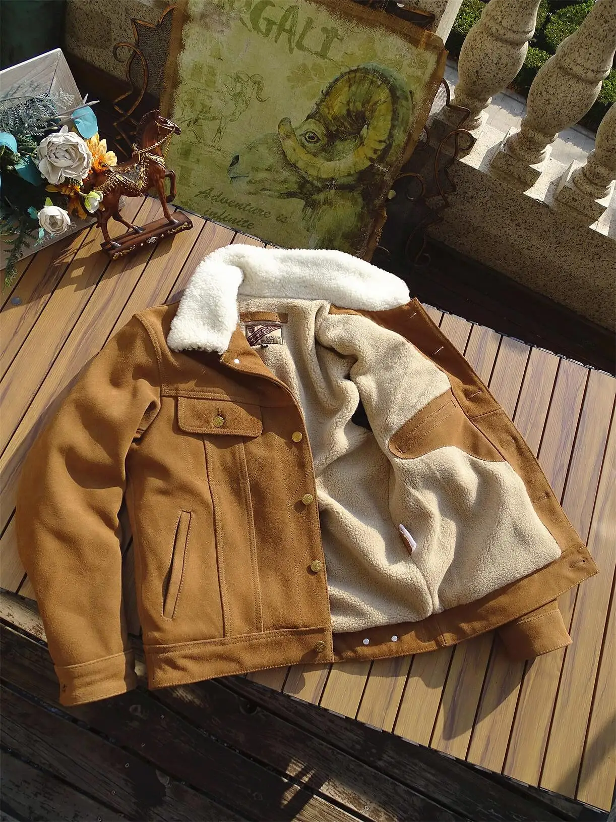 

Tailor Brando Замшевая мужская теплая зимняя куртка из натуральной кожи на овечьей подкладке с натуральной кожей