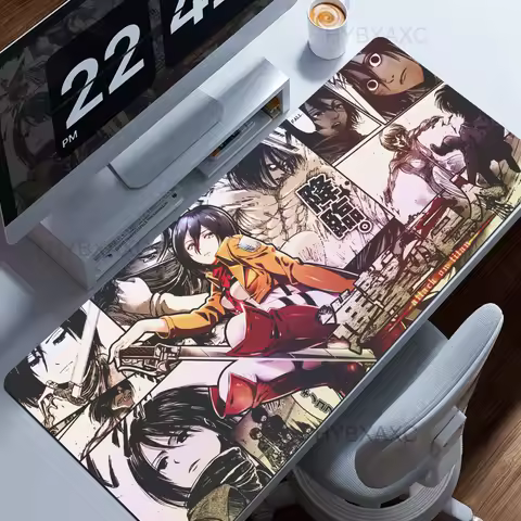 Large Rubber Desk Mat Attack On Titan Anime Mouse Pad Gaming Accessories Keyboard Computer Carpet Pc Gamer Non-slip Mousepad Xxl