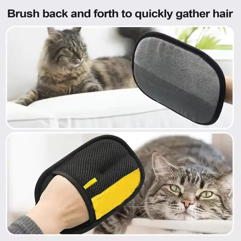 Double-Sided Electrostatic Pet Hair Remover Gloves - Reusable Cat Dog Brush for Sofa Carpet Clothes Lint Cleaning Gloves