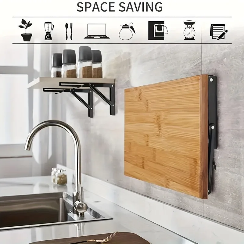 1pc Heavy Duty Folding Shelf: 90° Decorative Table with Adjustable Angle & High-Quality Metal Wall Storage Bracket
