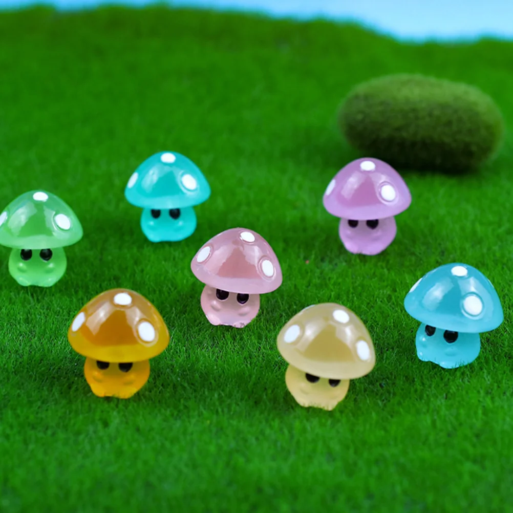 

35 Pcs Mushroom Lamp Luminous Fake Mushrooms Statue Figurine Mini Decor Figurines Resin Figures