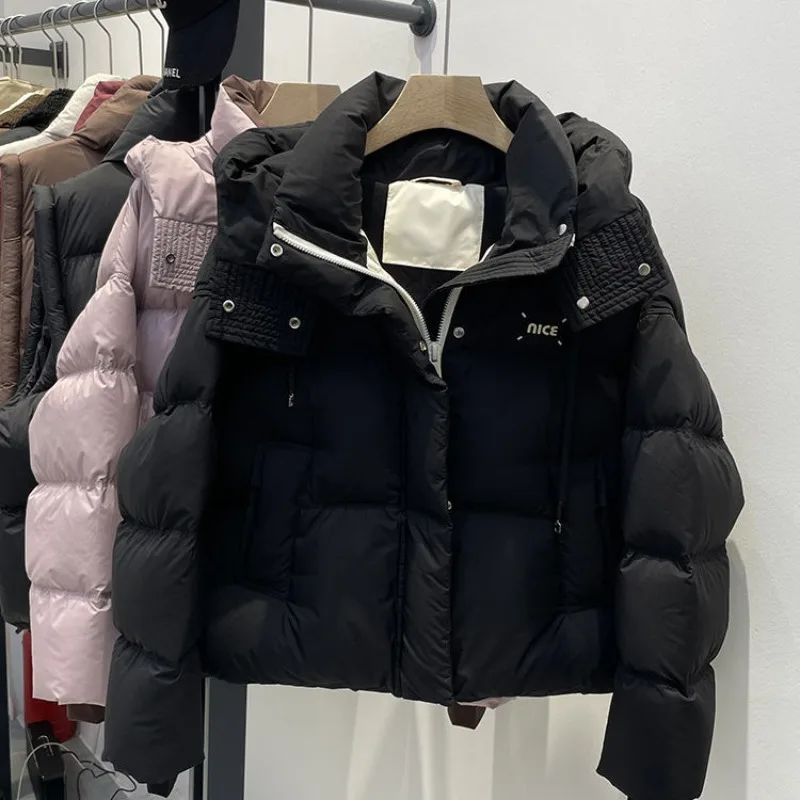 

Осень-зима, новая цветная свободная теплая верхняя одежда в стиле хлеба, корейский стиль, женская короткая хлопковая куртка с длинными рукавами и капюшоном