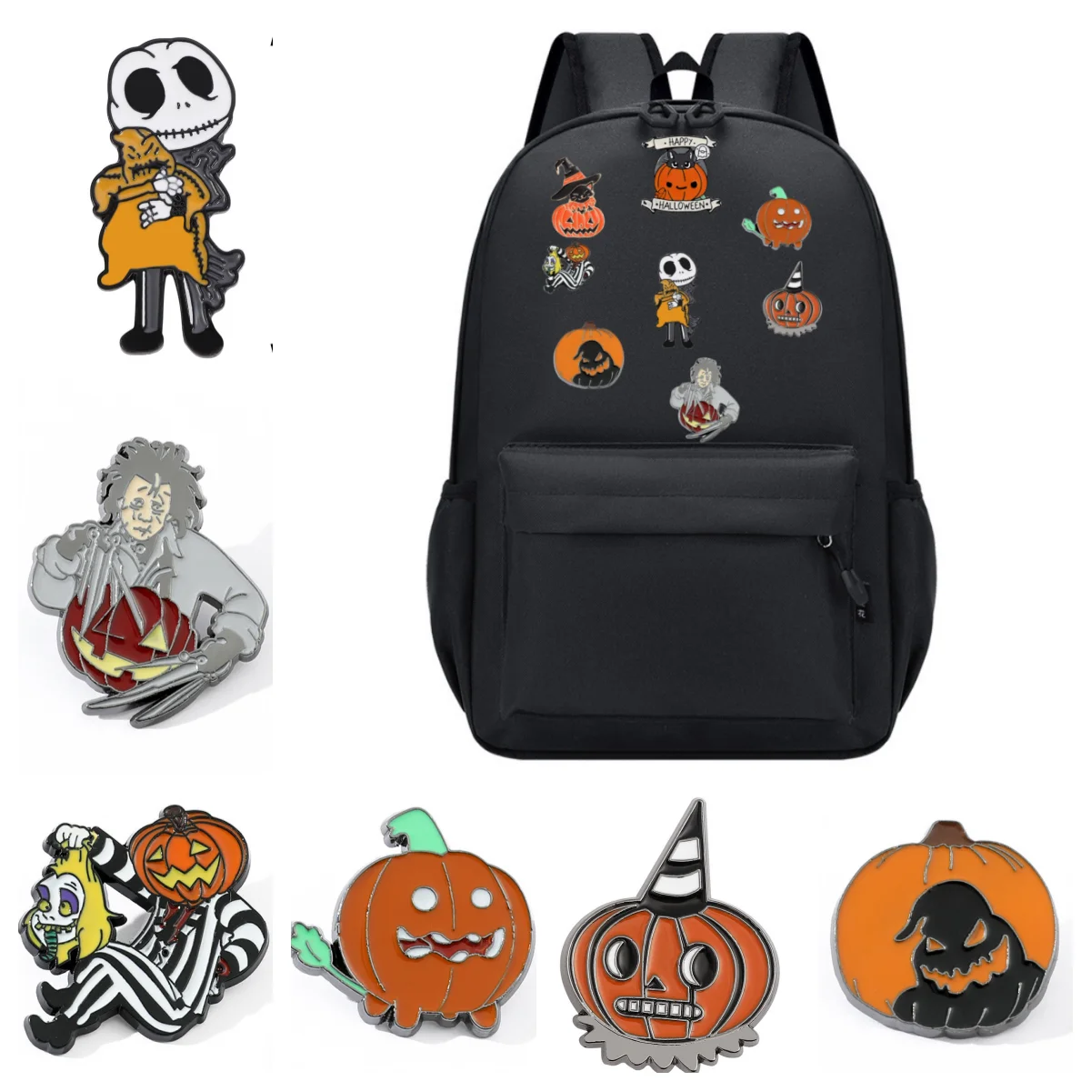 Halloween Series Punk Series Enamel Brooch Christmas Scare Cute Pumpkin Head Metal Badge Bag Clothes Lapel Pins Gift Souvenir