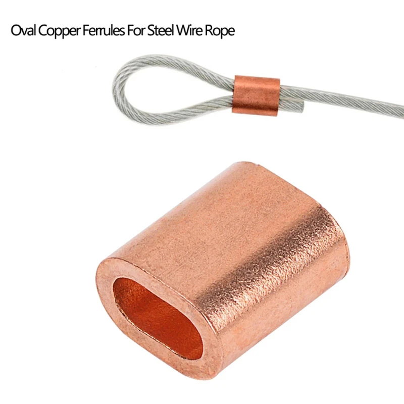 M1-M5 Brass Cable Crimps Sleeve Single Hole Ferrule Crimping Loop Oval Copper Wire Rope Clip Swage Fittings