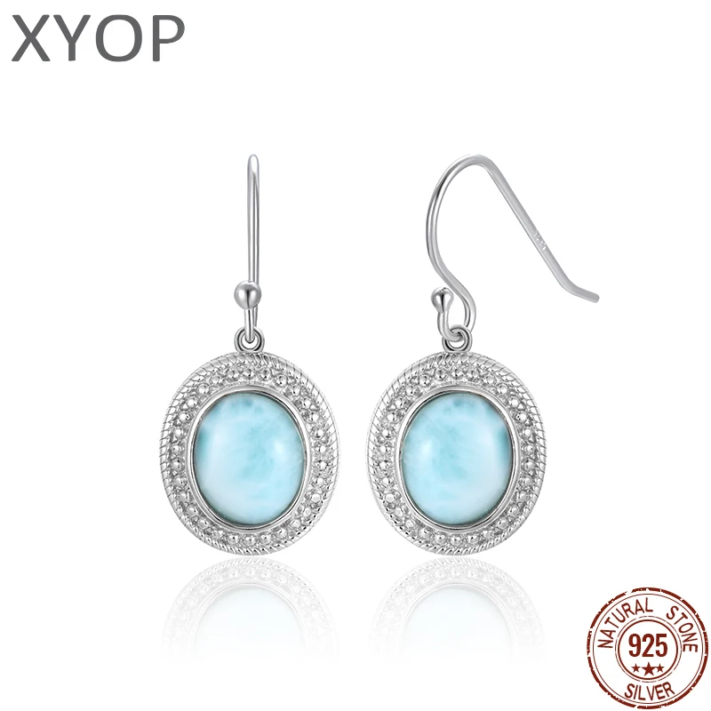 

Серьги из стерлингового серебра 925 пробы XYOP встречает свет и живой натуральный ларимар, ювелирные изделия, индивидуальная вечеринка