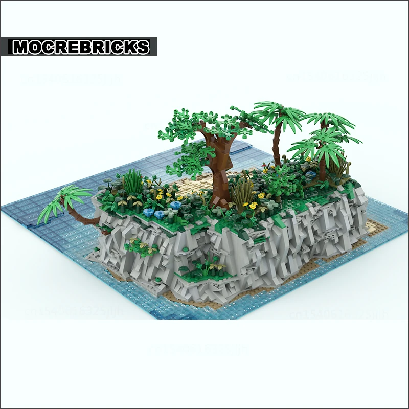 Famous Film The Island MOC Building Blocks Beach Travel Technology Bricks Assembly Model Sets Creative Collection Toys Children