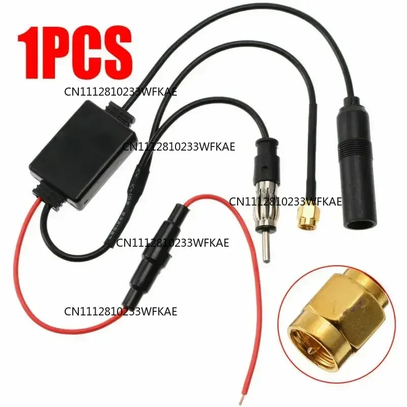 Car Antenna Amplifier Splitter Signal AMP Booster Stereo Aerial DAB AM FM Radio
