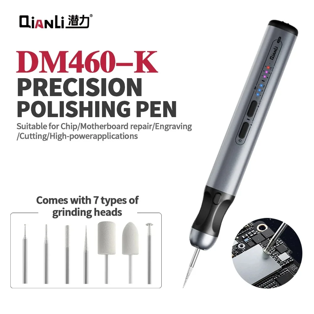 

Прецизионная шлифовальная ручка Qianli iHandy DM460-K — многофункциональный инструмент для ремонта телефонов/планшетов, шлифовки чипов и удаления клея