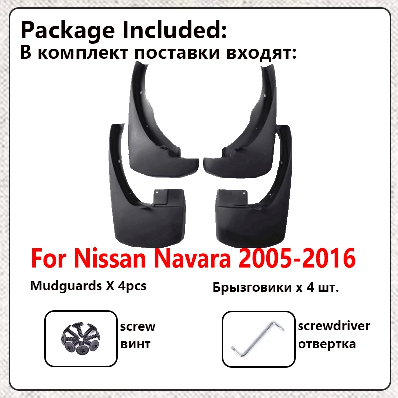 4 Pcs Bavettes Garde-Boue Nissan NP300 Navara D23 2015-2019 - Protège-Roue Avant Arrière