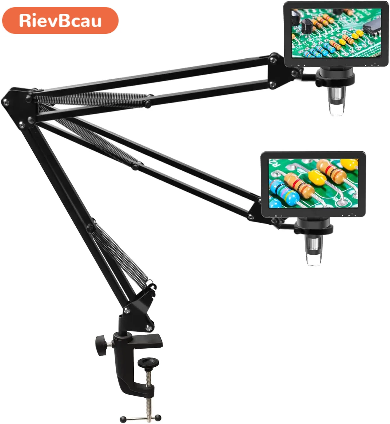 RIEVBCAU Microscope Arm Stand Adjustable Metal Bracket with Clamp Compatible with DM4 DM9 MS1 MS3& Most 4.3'',7'' Microscopes