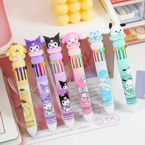 Sanrio 10色のボールポイントペンセット-Kuromi Hello Kitty Cinnamoroll Kawaii 0.7mm Gel Pens for School OfficeステーショナリーDrawingWR 12ベストセールスシナモロールペンシル-5