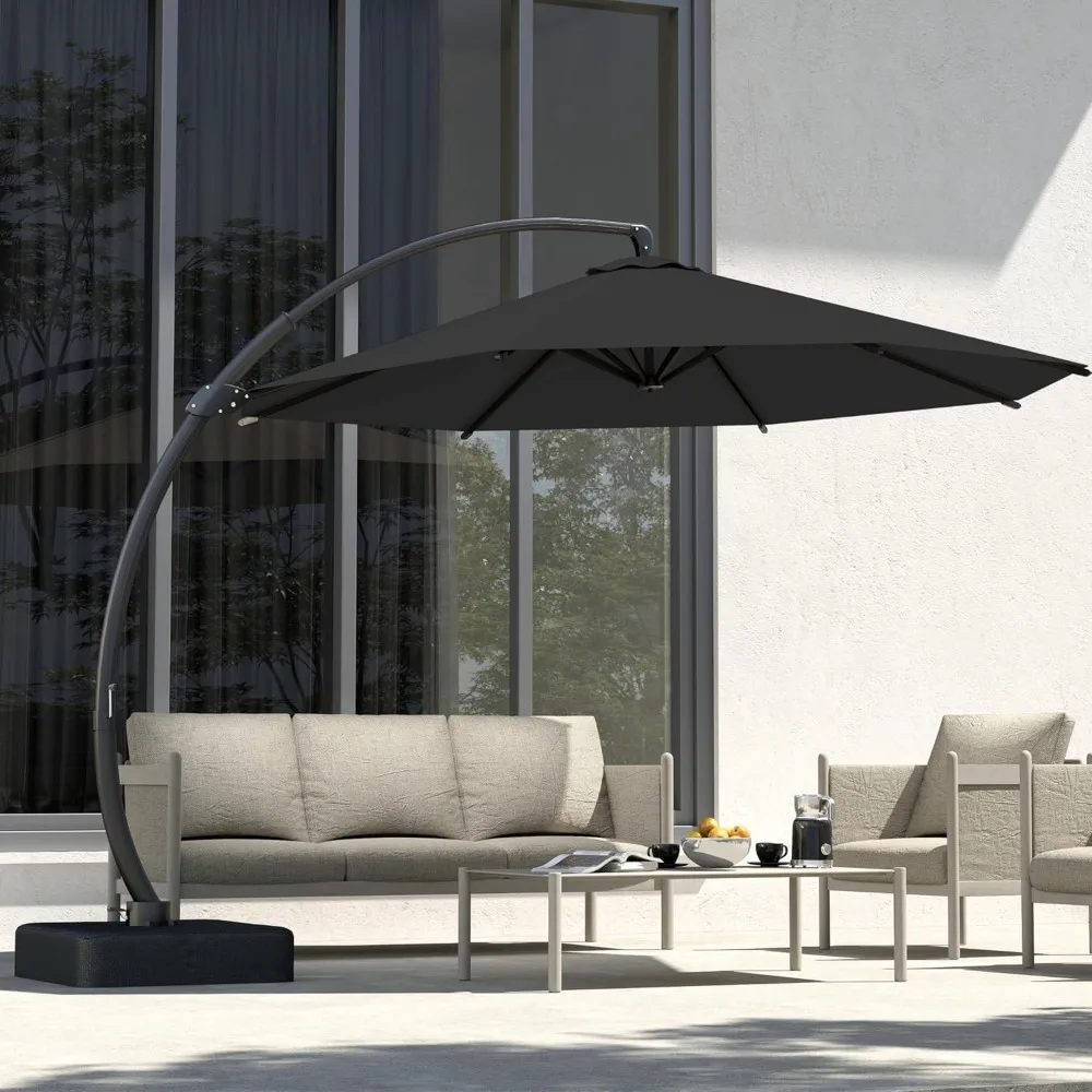 

Heavy-Duty 11-Foot Cantilever Umbrella with 360° Rotation for Pool and Deck, Sand-Weighted Base, UV-Protected Shade