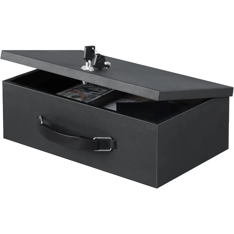 Caja fuerte resistente al fuego con cerradura de llave para almacenamiento de seguridad de oficina en el hogar para documentos de objetos de valor 12,8 x 8,5 x 4,5 pulgadas