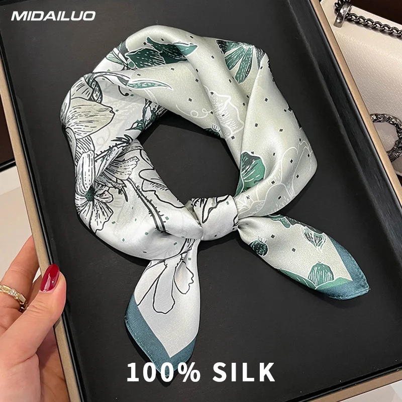 

100% Mulberry Silk Square Scarf 20.87x20.87 Inch Breathable Decorative Headscarf Elegant Accessory Non-Stretch for Outdoor Use