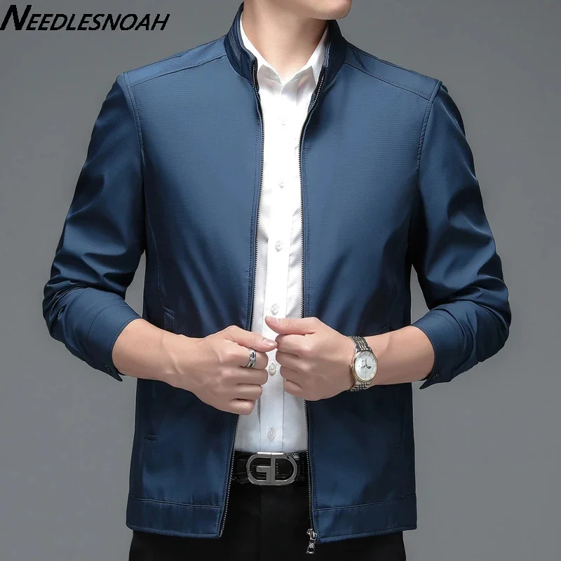 

NEEDLESNOAH Slim Fit Solid Mens Casual Jacket Spring Autumn Male Baseball s Brand Coat Top Men's Windbreaker