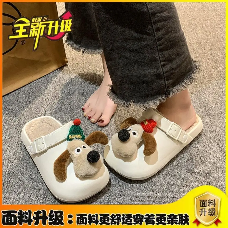 Cute cotton slippers women's outer wear winter explosion indoor home winter slippers warm non-slip bag head hair mop view 2
