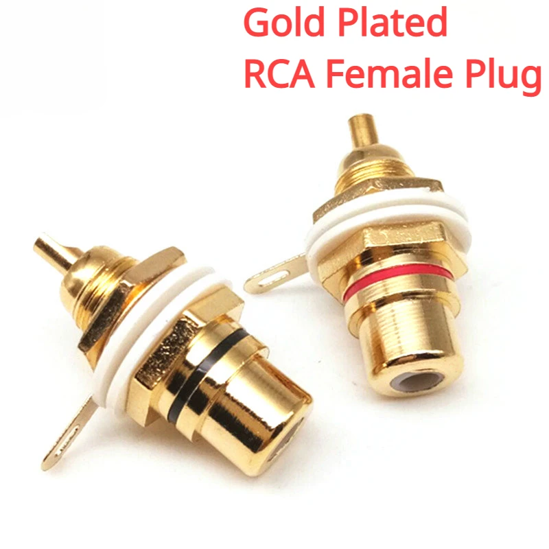 

10pcs/lot Panel Mount Gold Plated RCA Female Plug Jack Audio Socket Amplifier Chassis Phono Connector With Nut Solder Cup